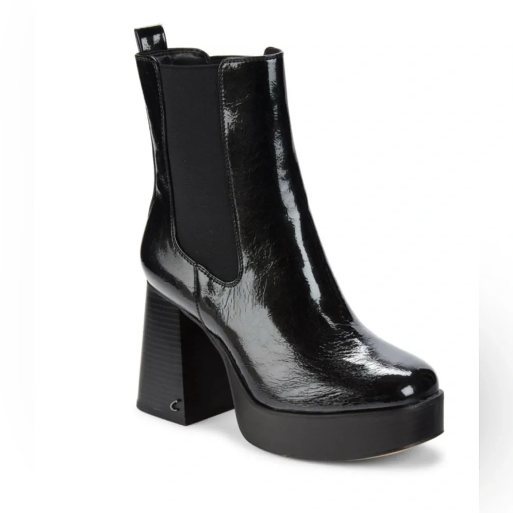 CIRUS BY SAM EDELMAN STACE FLARE HEEL PLATFORM CHELSEA BOOTS 9.5